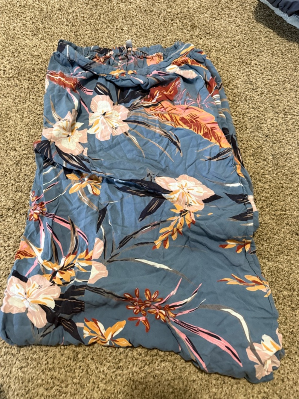 Patrons of Peace Blue Floral Swim Sarong with Pink and Yellow Accents